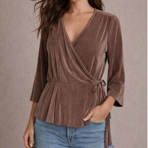J.O.A LOS ANGELES V NECK WRAP BLOUSE WOMAN'S SIZE SMALL W1